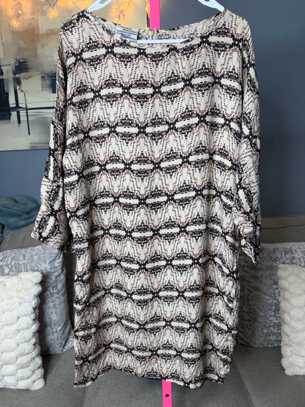 Baum und Pferdgarten Printed Silk Blend Tunic Dress Zip Front Pockets Size 36 ✨